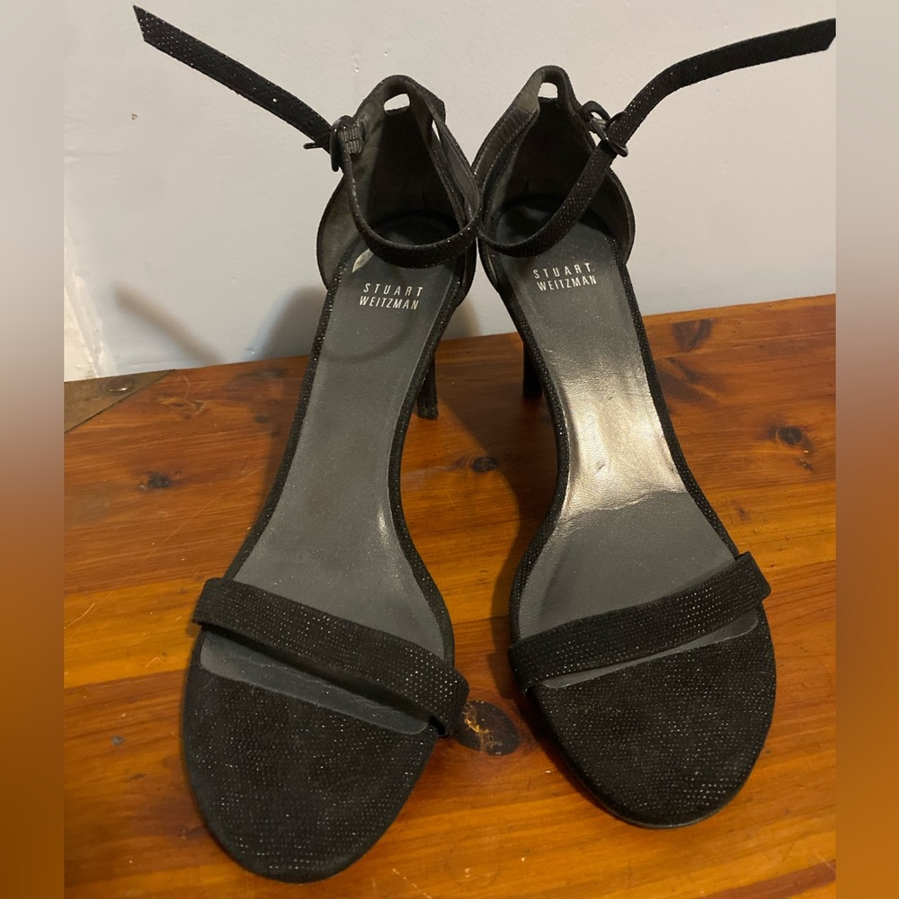 Stuart Weitzman Black Sparkly Women's Nudist Heels